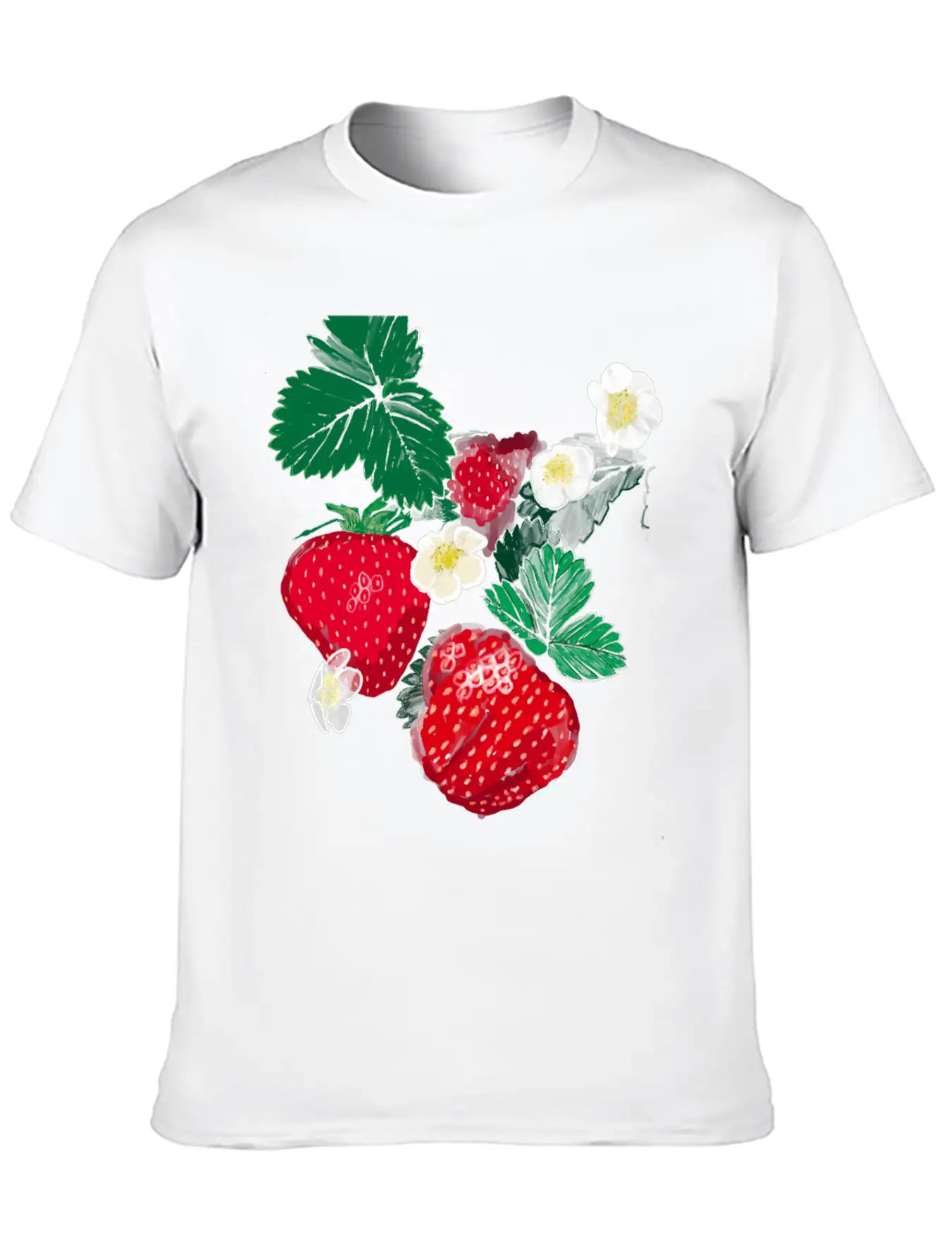 "Strawberry" Jamie's Hand-Drawn Collection Essential Unisex Summer Tee – Soft Cotton Casual Fit