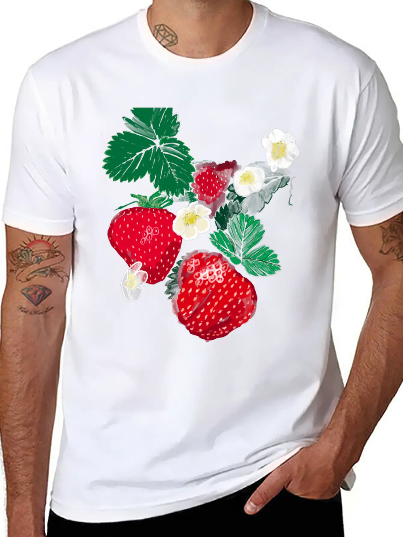 "Strawberry" Jamie's Hand-Drawn Collection Essential Unisex Summer Tee – Soft Cotton Casual Fit