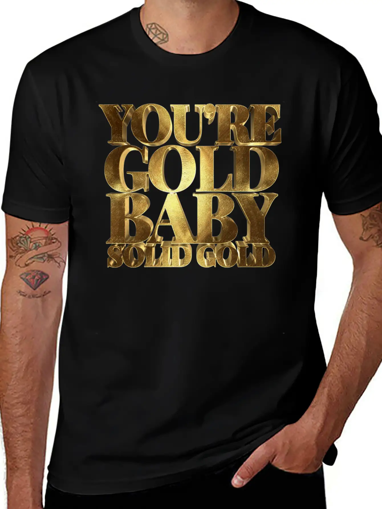 You Are Gold Baby, Solid Gold Lightweight Cotton T-Shirt – Daily Comfort Graphic Shirt