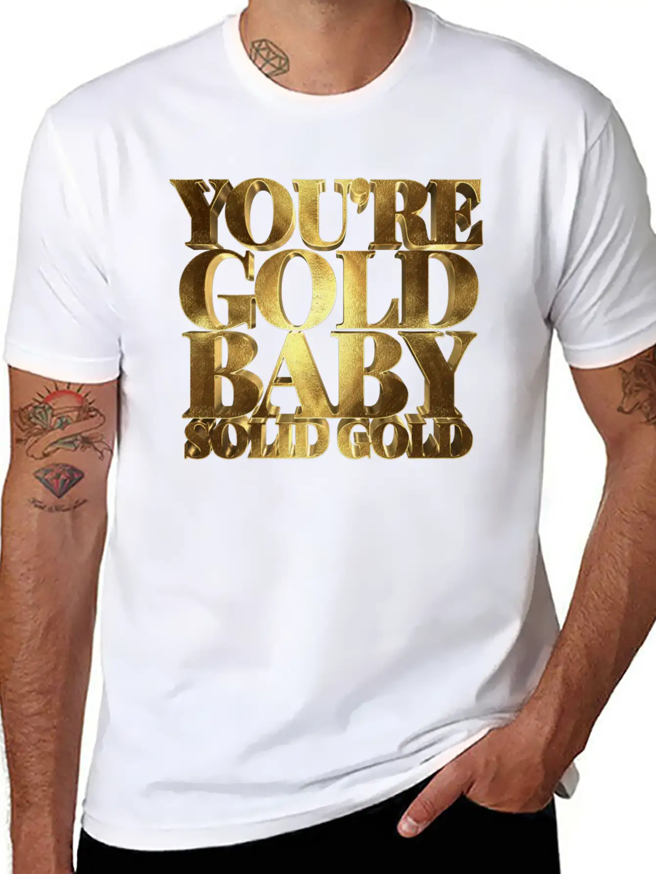 You Are Gold Baby, Solid Gold Lightweight Cotton T-Shirt – Daily Comfort Graphic Shirt