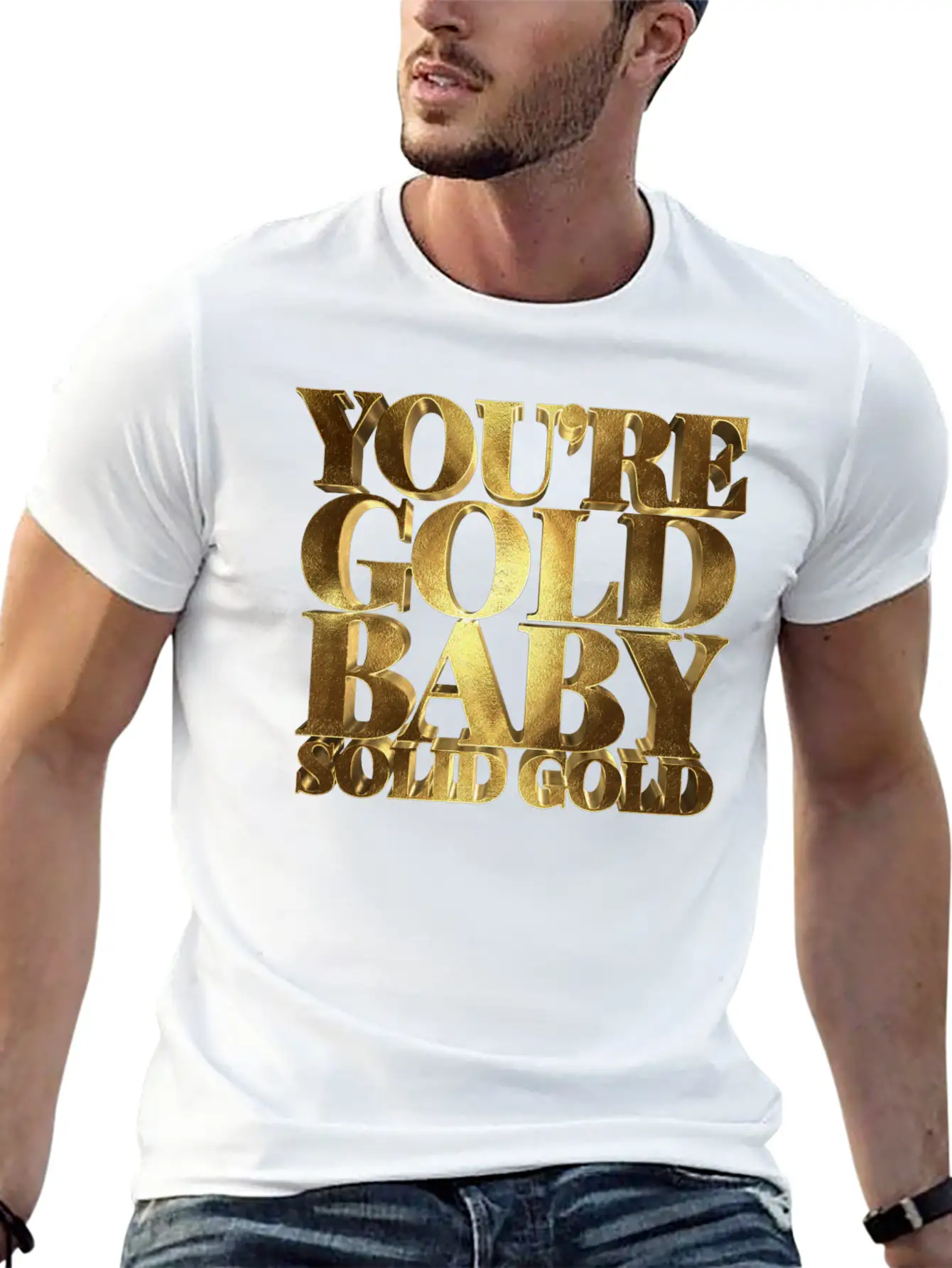 You Are Gold Baby, Solid Gold Lightweight Cotton T-Shirt – Daily Comfort Graphic Shirt