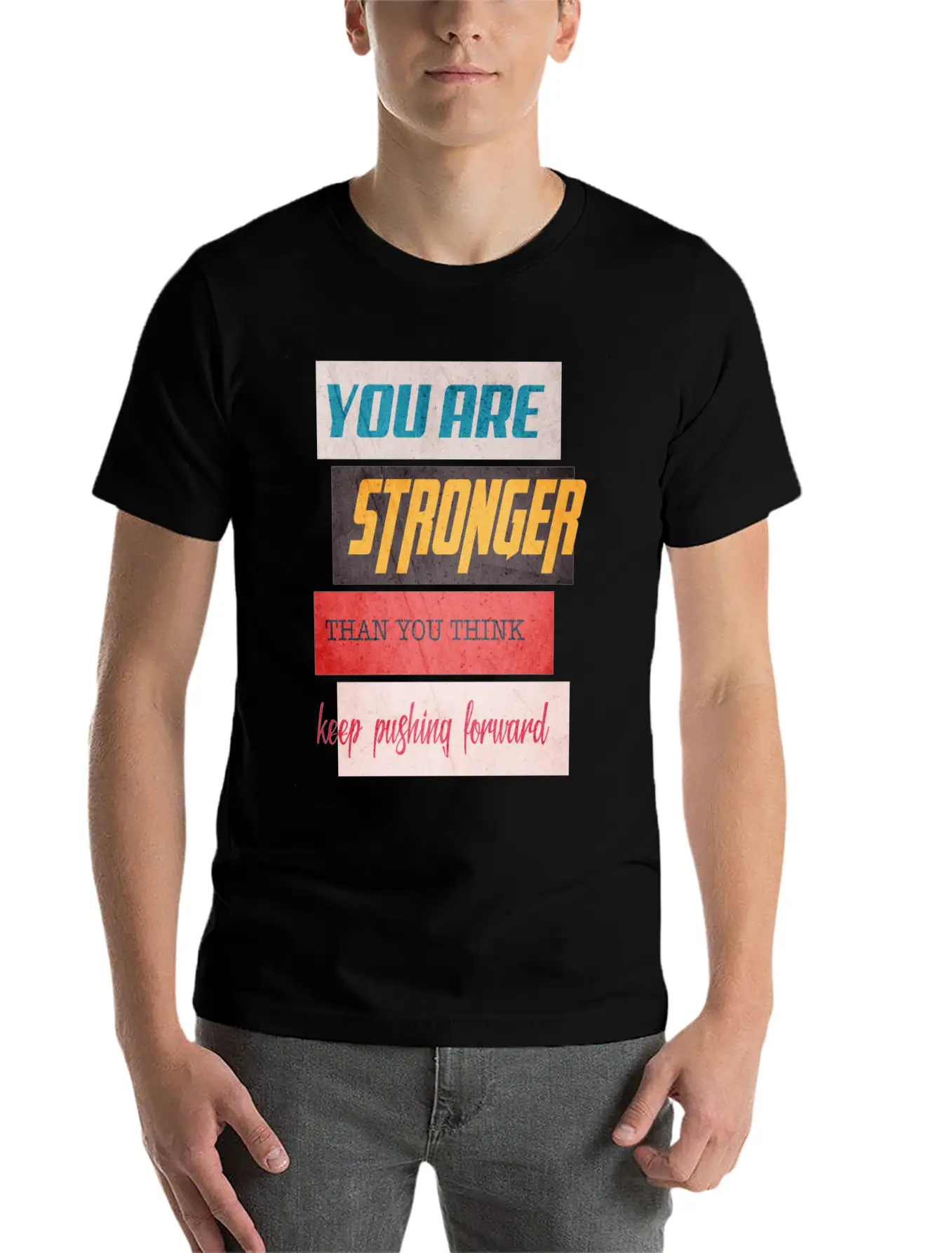 YOU ARE STRONGER Grunge Lightweight Cotton T-Shirt – Daily Comfort Graphic Shirt