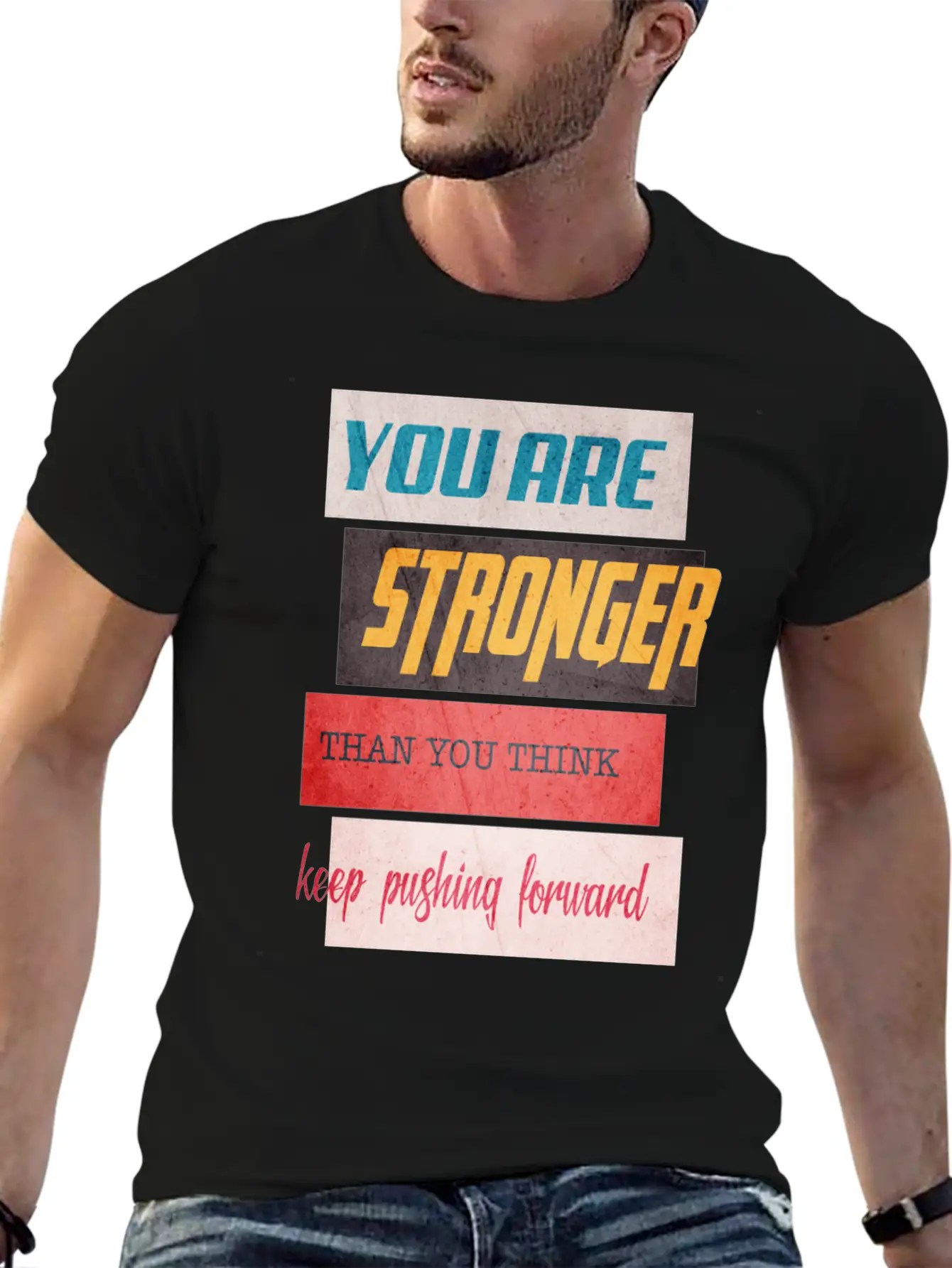 YOU ARE STRONGER Grunge Lightweight Cotton T-Shirt – Daily Comfort Graphic Shirt
