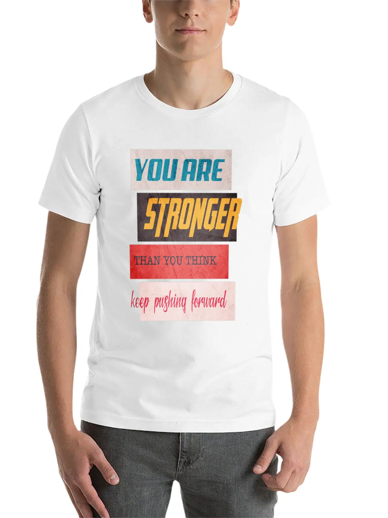 YOU ARE STRONGER Grunge Lightweight Cotton T-Shirt – Daily Comfort Graphic Shirt