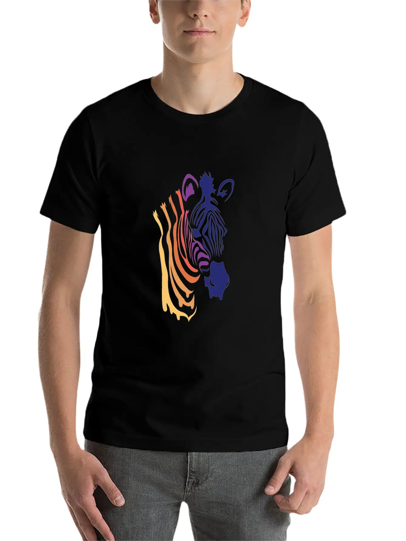 Zebra Gradient Zebra Art Essential Unisex Summer Tee – Soft Cotton Casual Fit