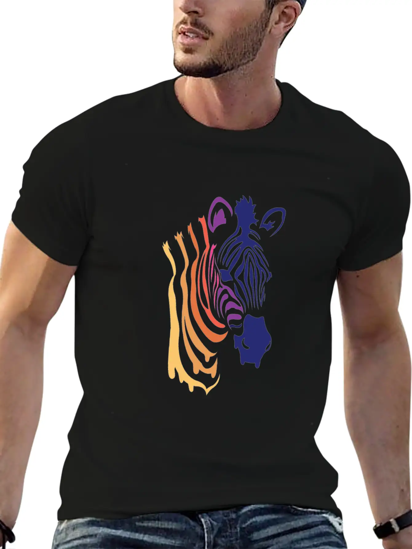 Zebra Gradient Zebra Art Essential Unisex Summer Tee – Soft Cotton Casual Fit