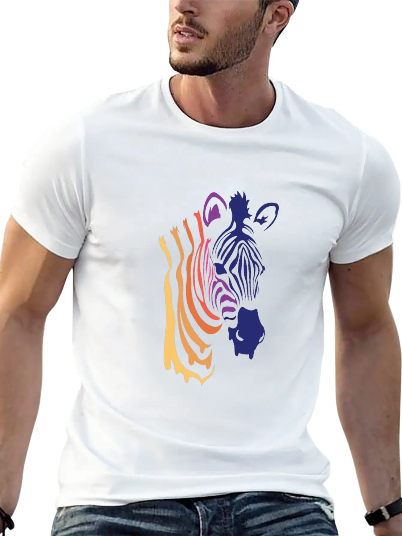 Zebra Gradient Zebra Art Essential Unisex Summer Tee – Soft Cotton Casual Fit