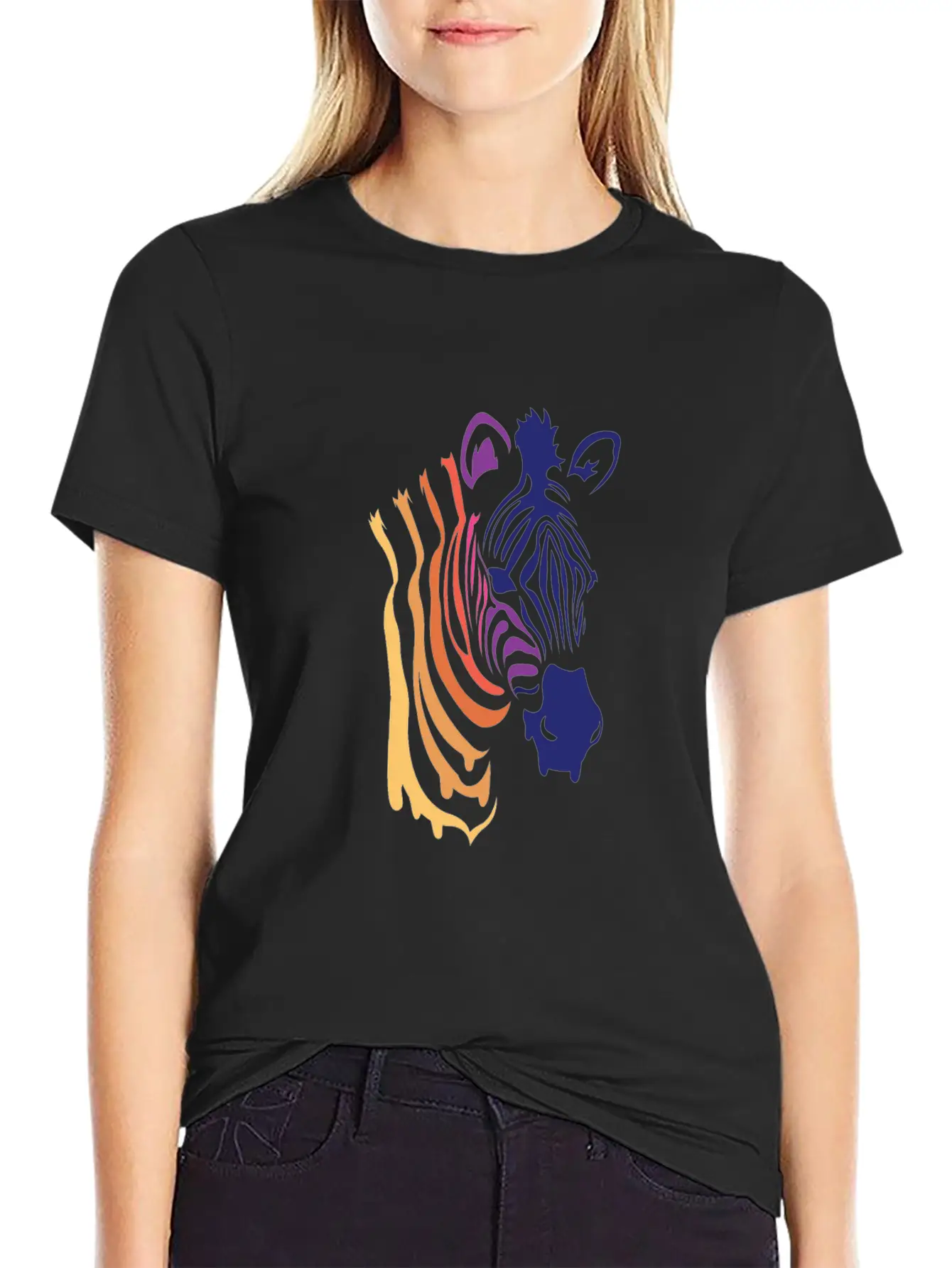 Zebra Gradient Zebra Art Essential Unisex Summer Tee – Soft Cotton Casual Fit