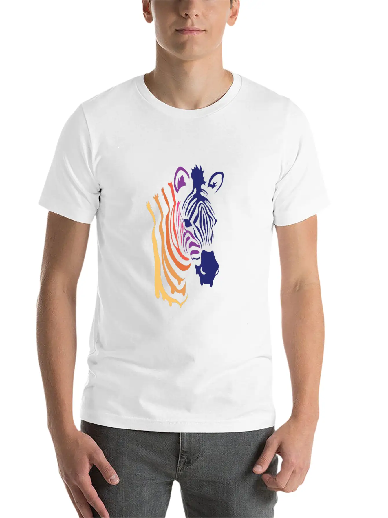 Zebra Gradient Zebra Art Essential Unisex Summer Tee – Soft Cotton Casual Fit