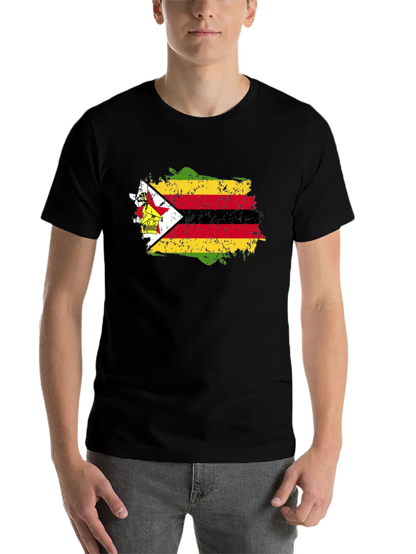 Zimbabwe Flag Grunge Country Flag Zimbabwe Essential Unisex Summer Tee – Soft Cotton Casual Fit