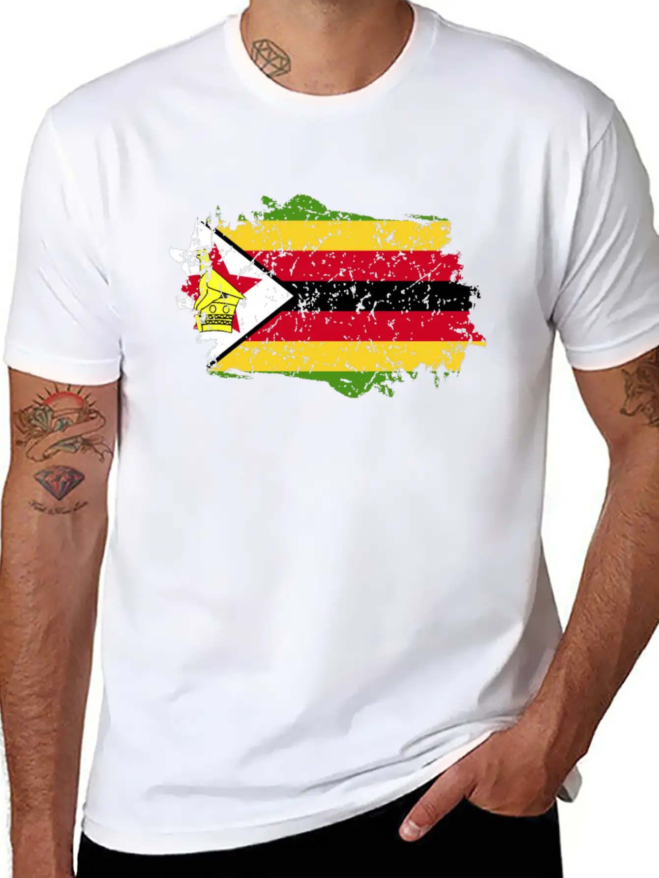 Zimbabwe Flag Grunge Country Flag Zimbabwe Essential Unisex Summer Tee – Soft Cotton Casual Fit