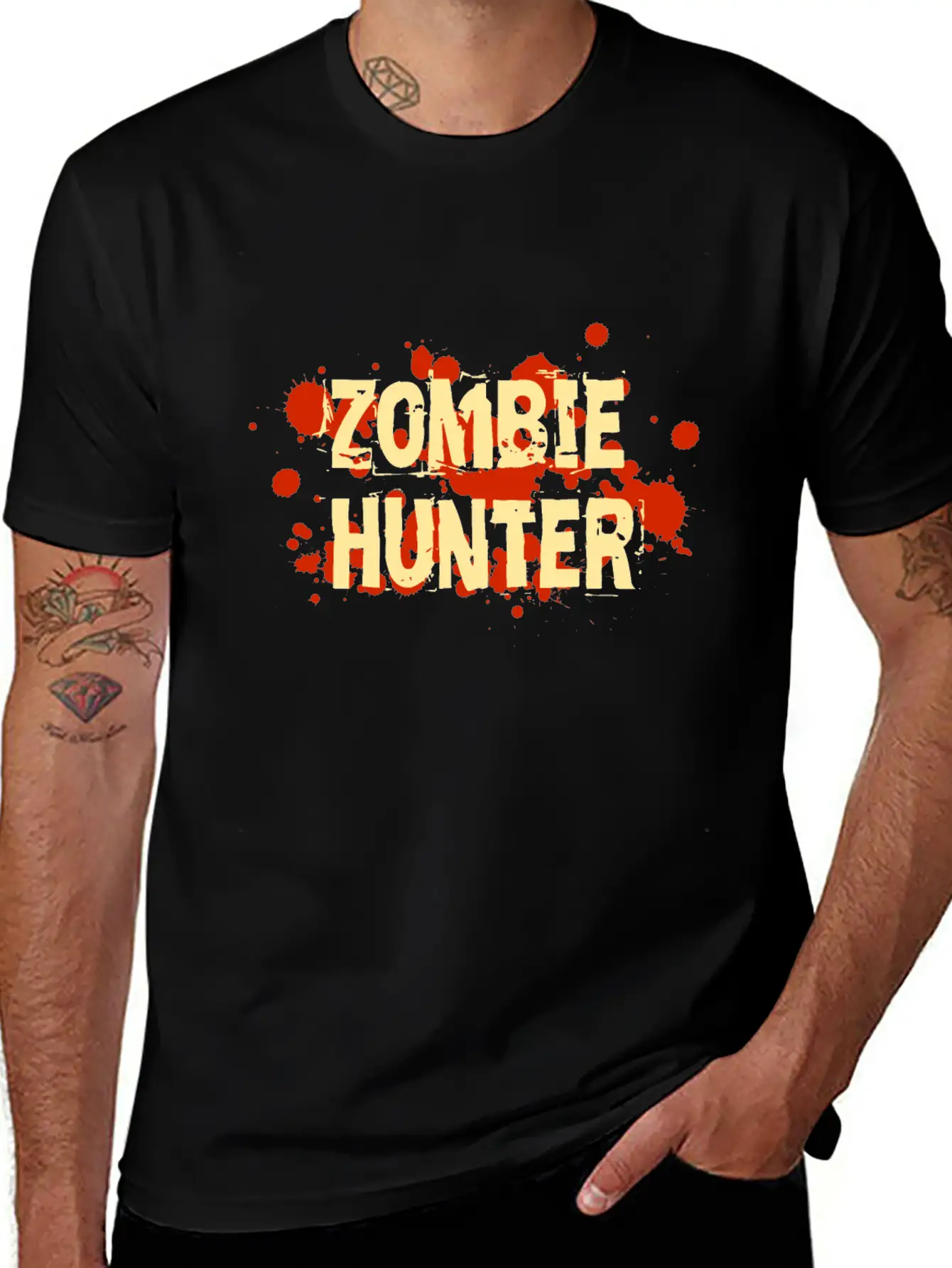 Zombie Hunter Blood Splatter Breathable Soft Cotton T-Shirt – Timeless Casual Look