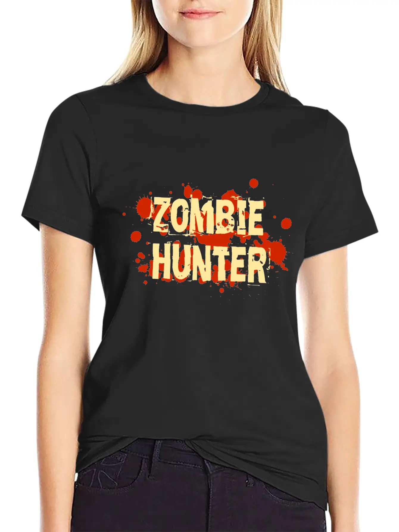 Zombie Hunter Blood Splatter Breathable Soft Cotton T-Shirt – Timeless Casual Look
