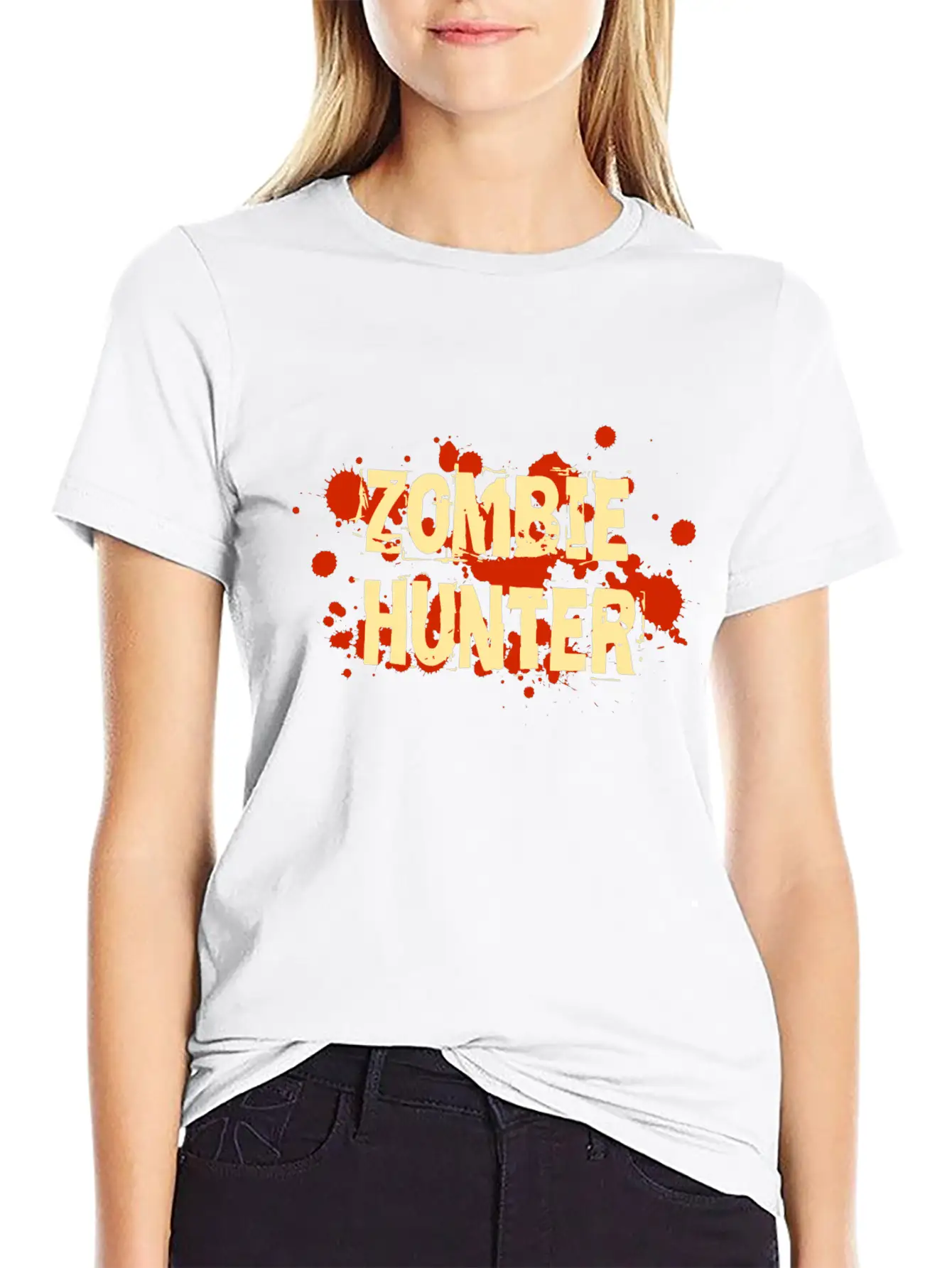 Zombie Hunter Blood Splatter Breathable Soft Cotton T-Shirt – Timeless Casual Look