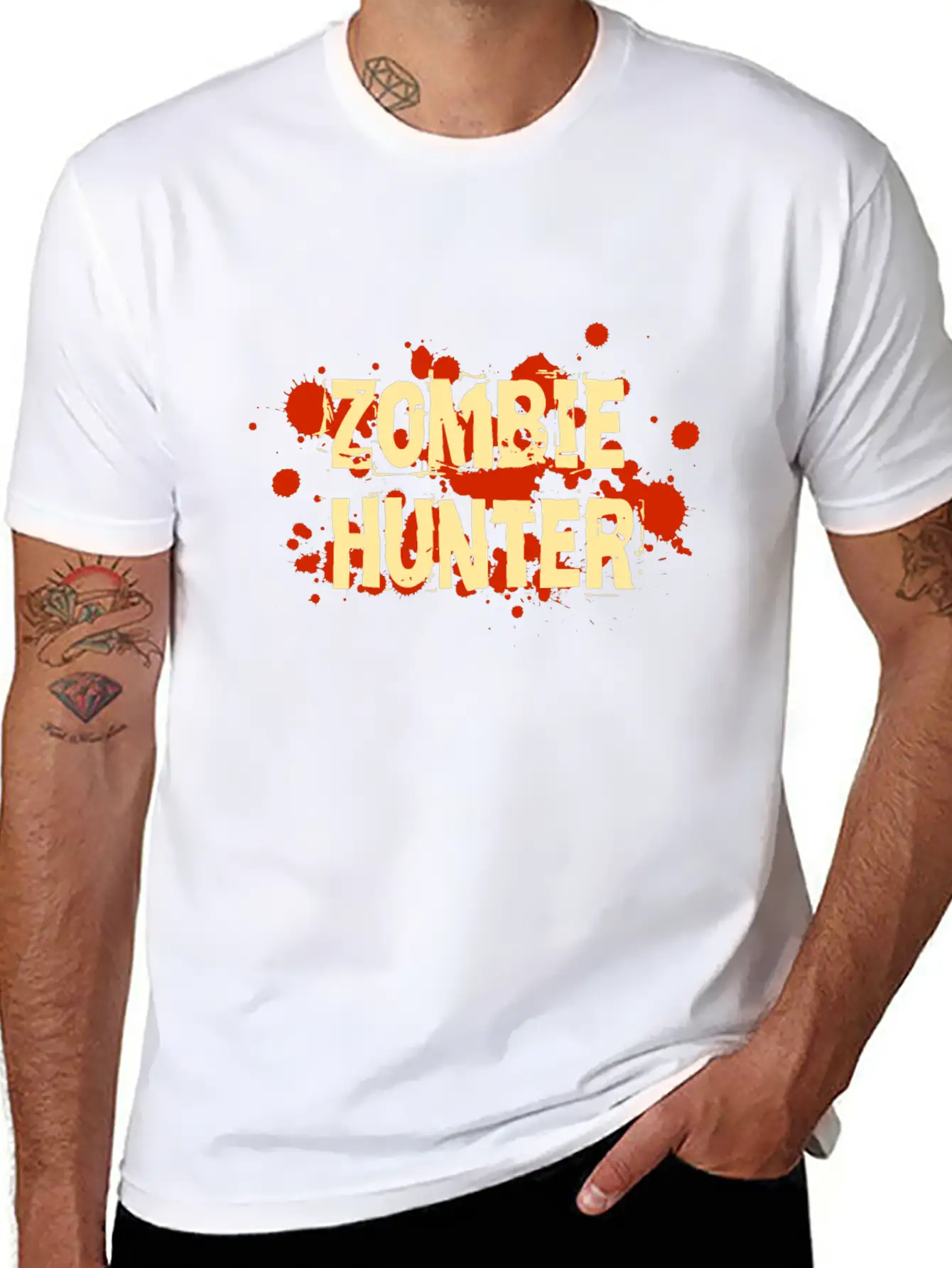 Zombie Hunter Blood Splatter Breathable Soft Cotton T-Shirt – Timeless Casual Look