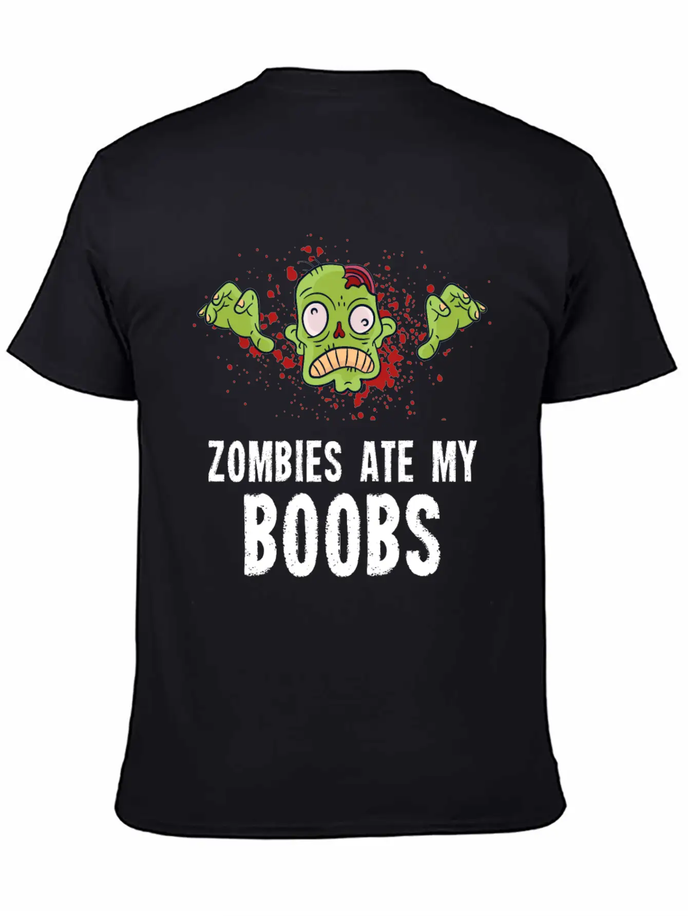 Zombies Ate My Boobs Breast Cancer Awareness Funny Casual Graphic T-Shirt – Simple And Comfortable Daily Wear