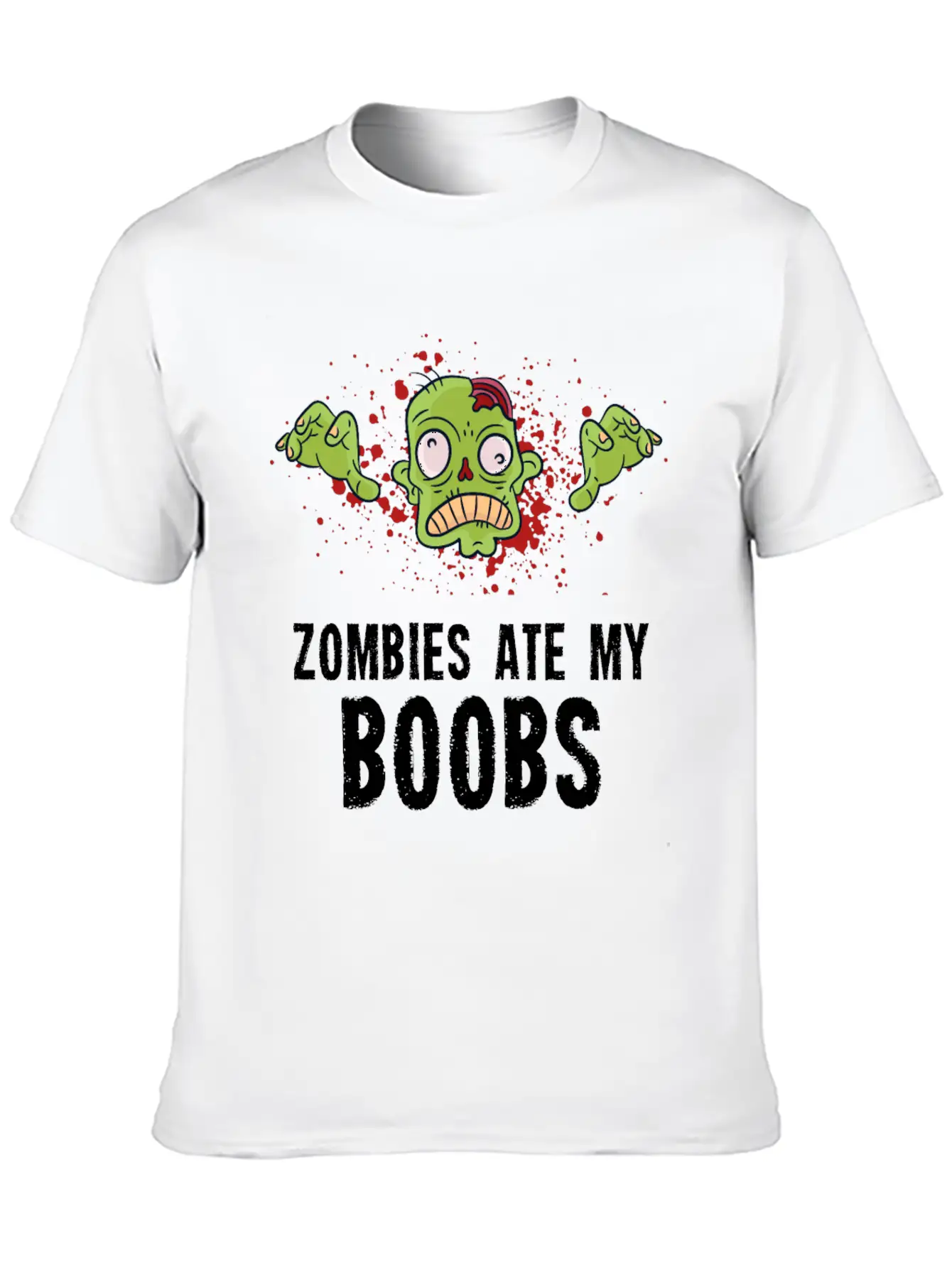 Zombies Ate My Boobs Breast Cancer Awareness Funny Casual Graphic T-Shirt – Simple And Comfortable Daily Wear