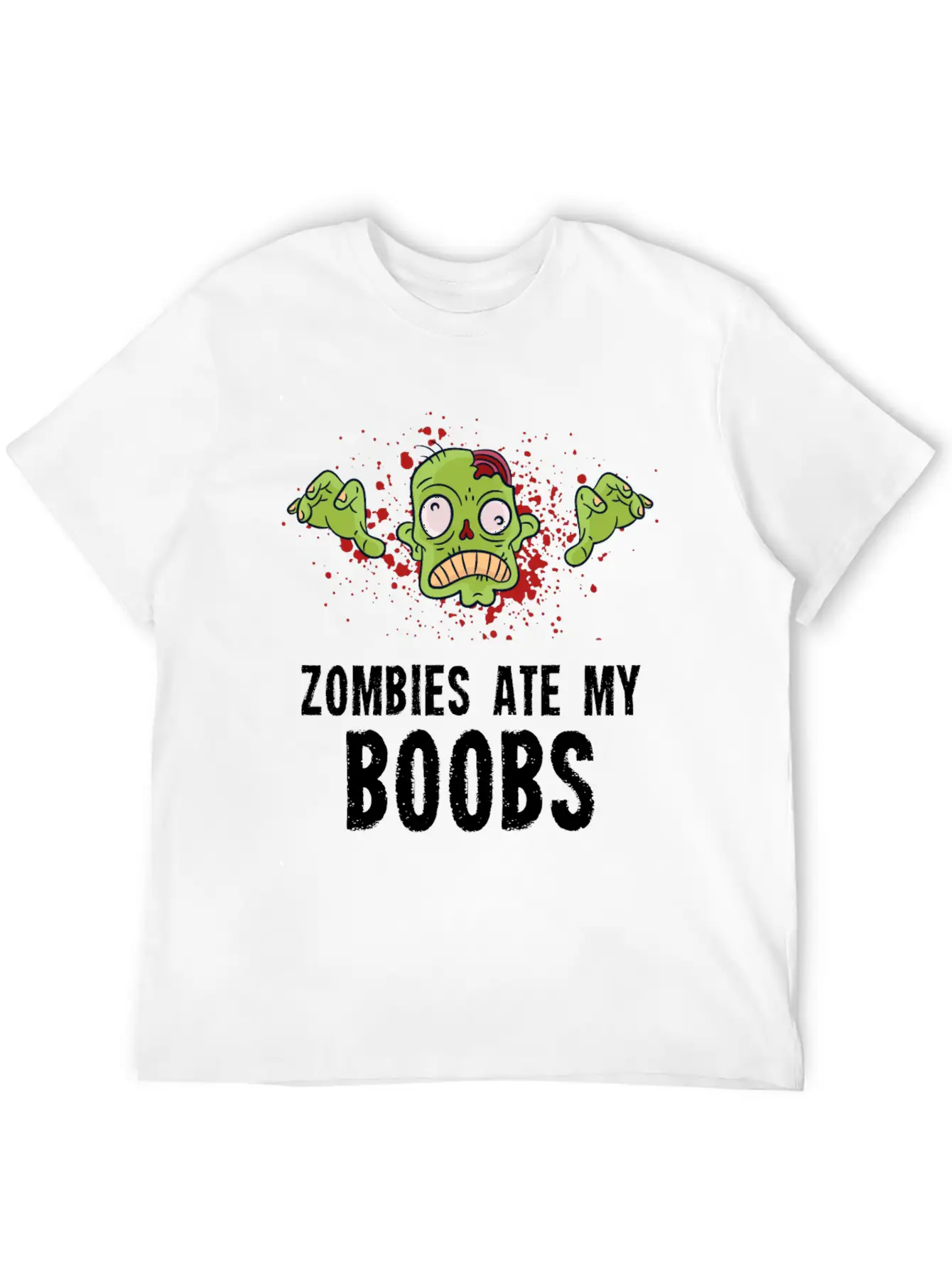 Zombies Ate My Boobs Breast Cancer Awareness Funny Casual Graphic T-Shirt – Simple And Comfortable Daily Wear