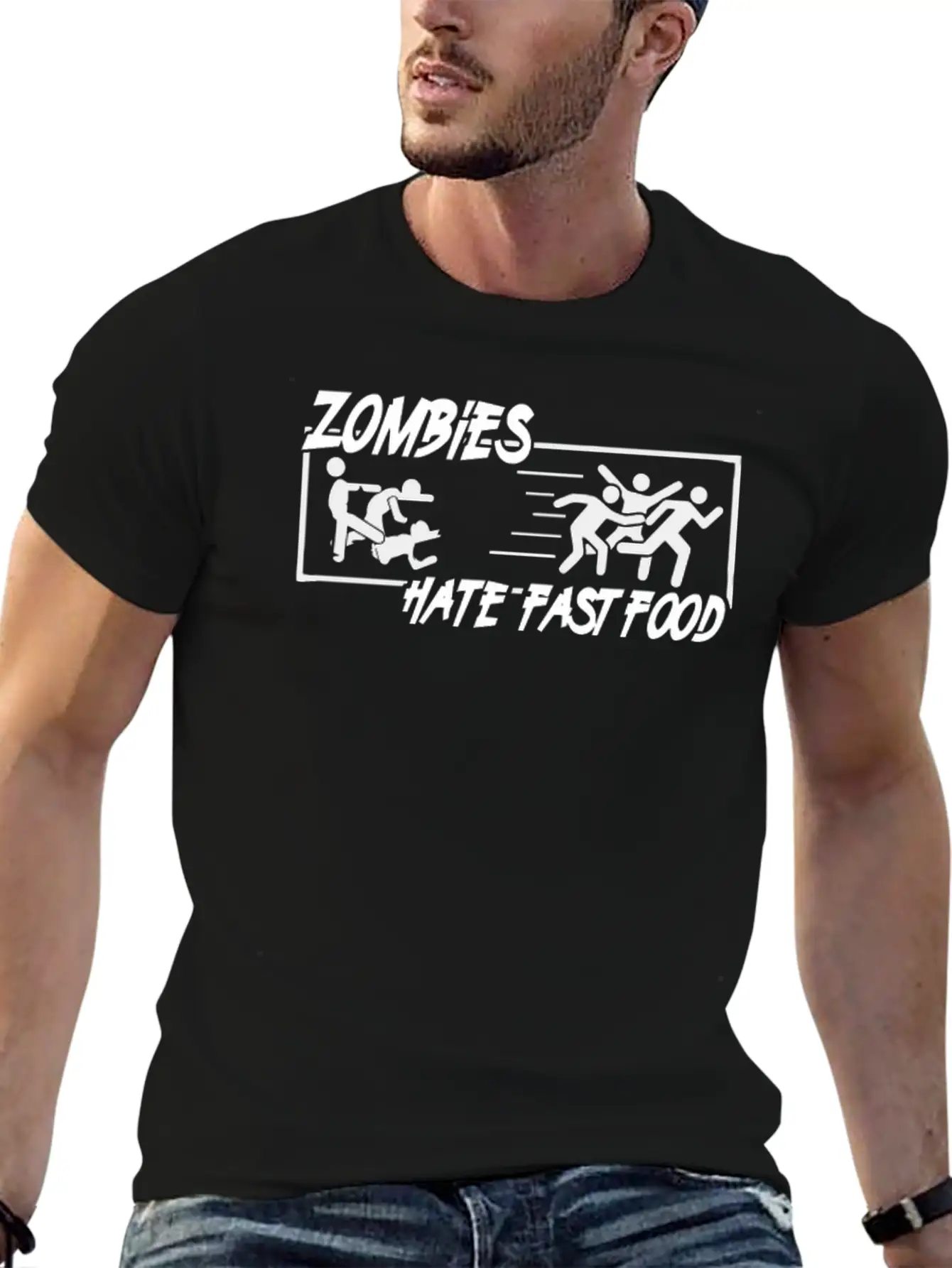 Zombies Hate Fast Food Lightweight Cotton T-Shirt – Daily Comfort Graphic Shirt